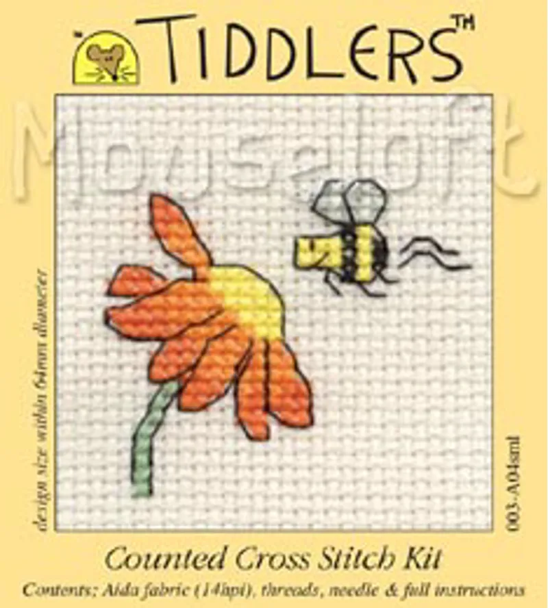 Tiddlers Mini Cross Stitch Kit - Visiting Bee